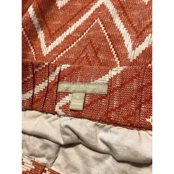 BANANA REPUBLIC Pull on Geometric Skirt Orange Size 6 Preppy Casual Linen Blend - Picture 5 of 8